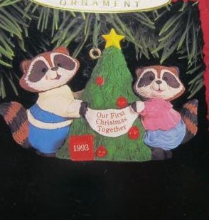 1993 Our Christmas Together Raccoons Hallmark Keepsake Ornament 975QX5642