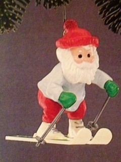 1989 Snowplow Santa on Skis Hallmark Keepsake Ornament QX4205
